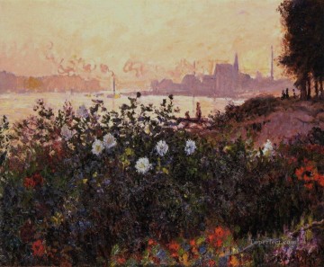  Argenteuil Pintura al %C3%B3leo - Flores de Argenteuil a la orilla del río Claude Monet